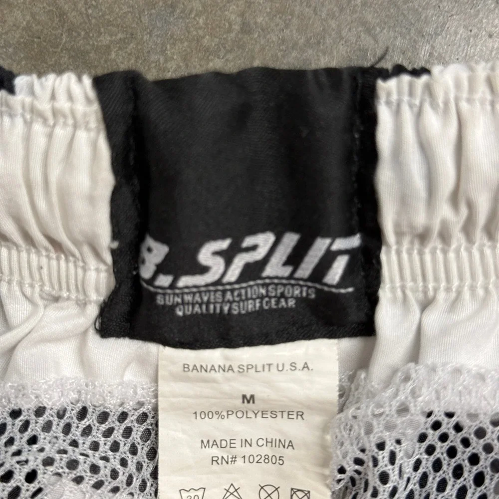 Banana Split USA Mens Board Shorts Black‎ White Abstract Geometric Cargo Size M